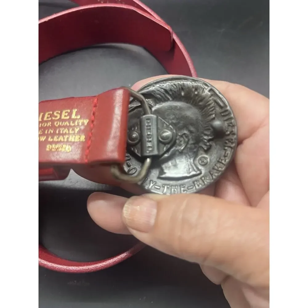 Red Diesel Genuine Leather Belt Made in Italy Casual Classic Durable Pristine